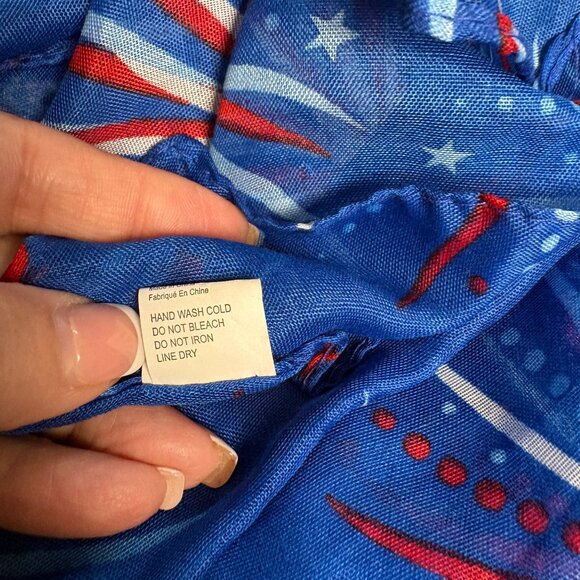 Patriotic Blue Fireworks Print Scarf 4th Of July Fashion Accessory - Picture 7 of 8